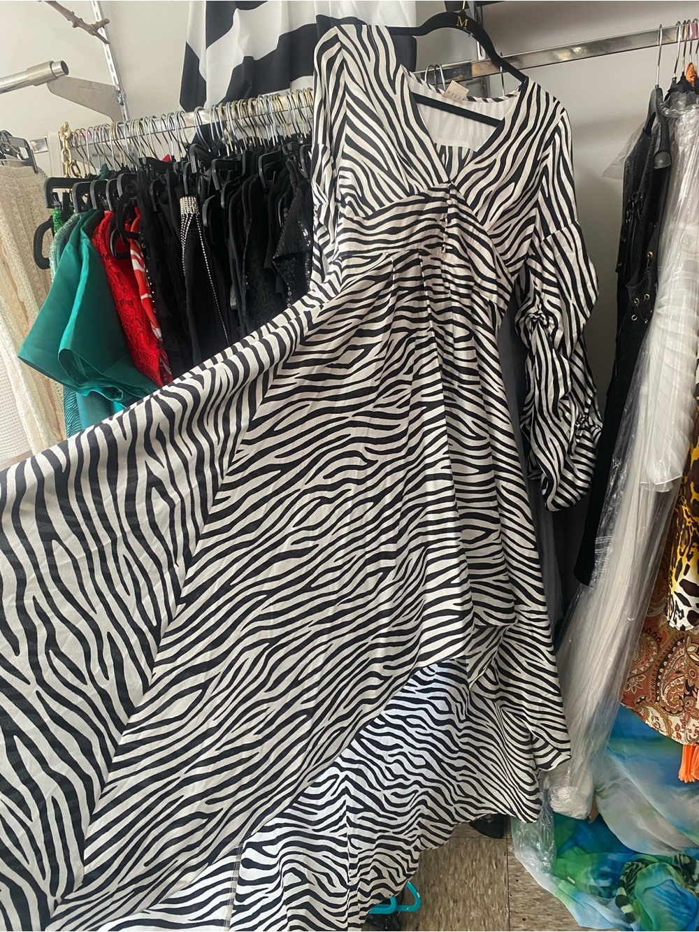 Black and White Zebra Print Women's Dress hi โ low